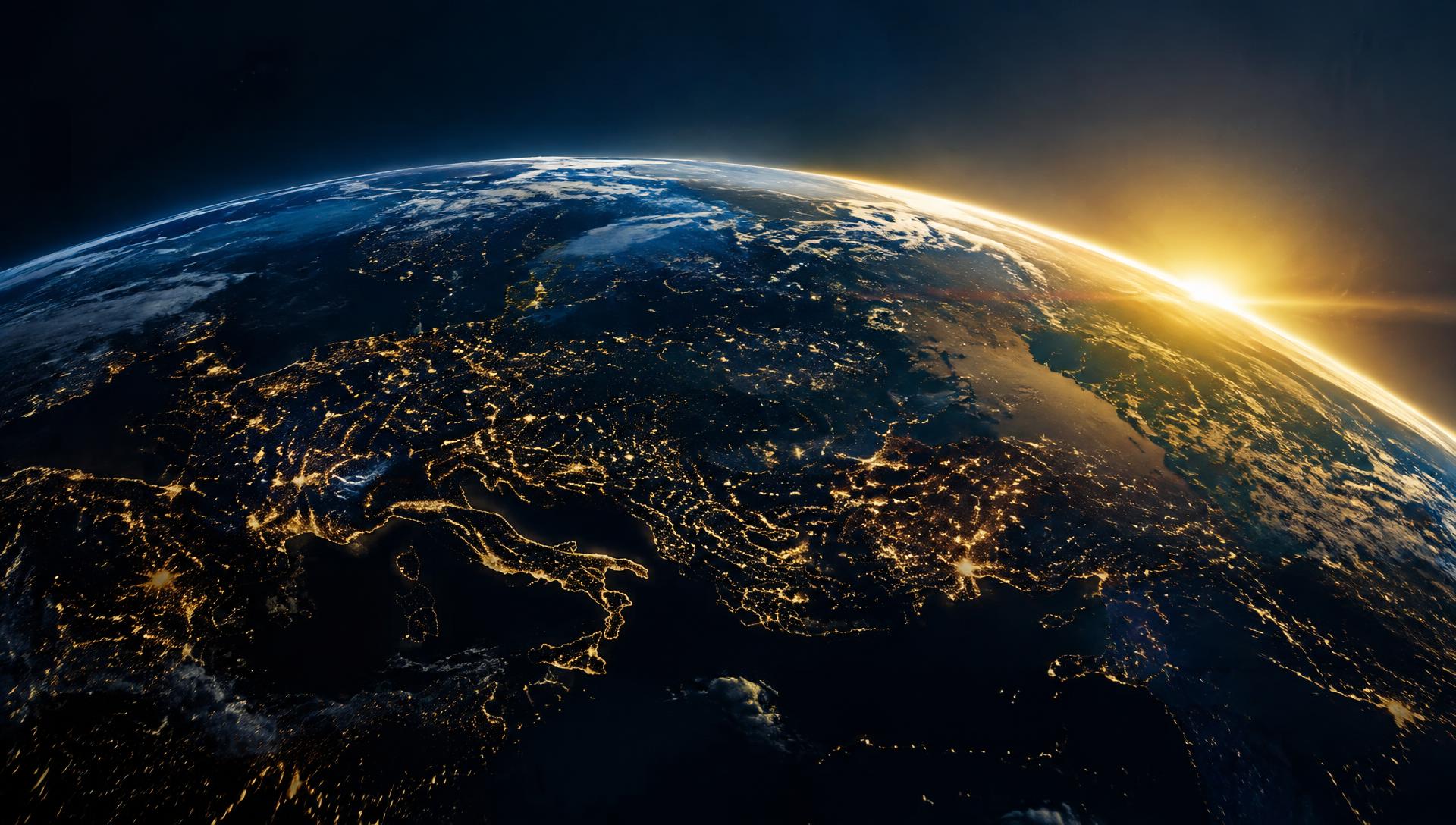 Earth at dawn seen from orbit